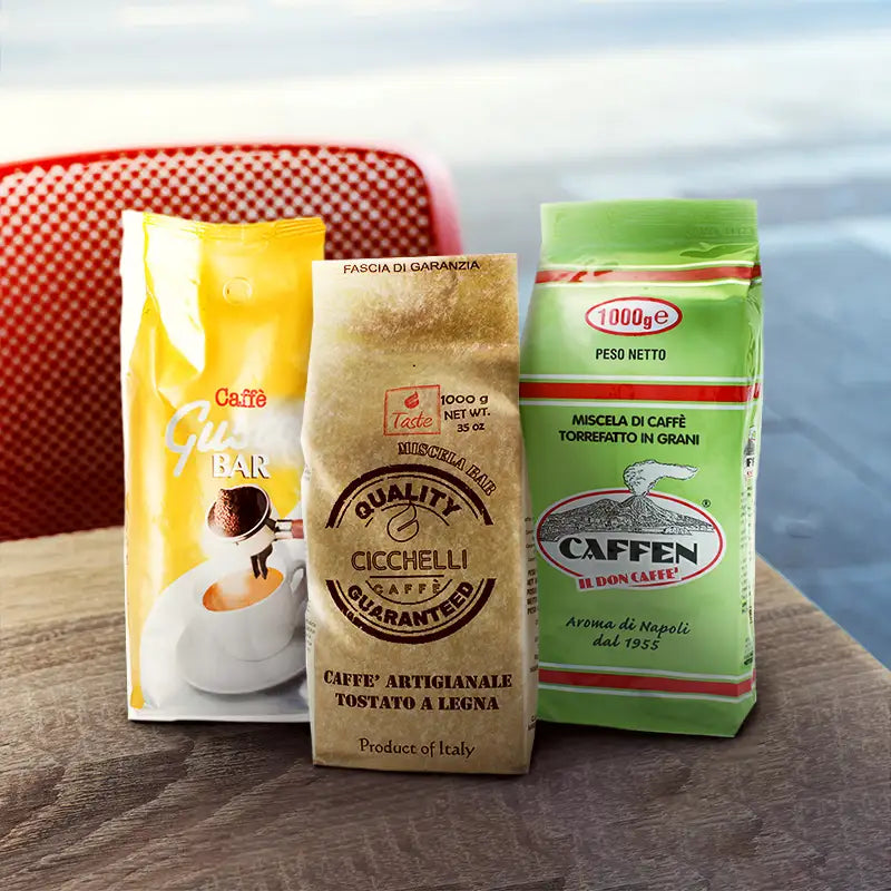 drei verschieden espressobohnen sorten perfekt für cappuccino