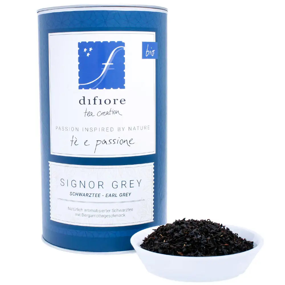 biologischer schwarztee earl grey aus feinesten zutaten in der dose