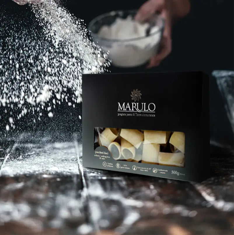pasta marulo paccheri traffilato al bronzo mit besten zutaten hergestellt