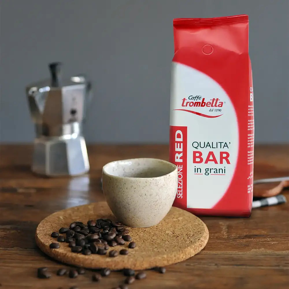 caffe trombetta espressobohnen red bar mit 60% feinster arabica und 40% robusta